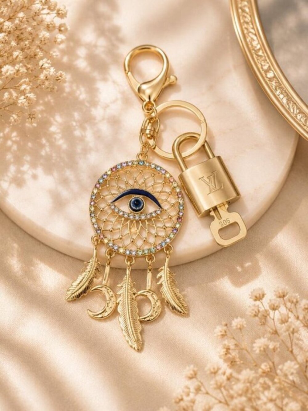 Louis Vuitton Gold Padlock 🔑 Authentic LV Unbranded Keychain Bag Charm